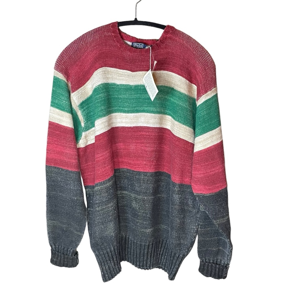 Polo Ralph Lauren Vintage Striped Long Sleeve Sweater NWT‎ Unisex Size Large